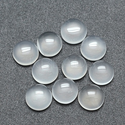 Natural White Agate Cabochons G-P393-R07-8MM-1