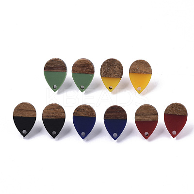 Resin & Walnut Wood Stud Earring Findings MAK-N032-002A-B06-1