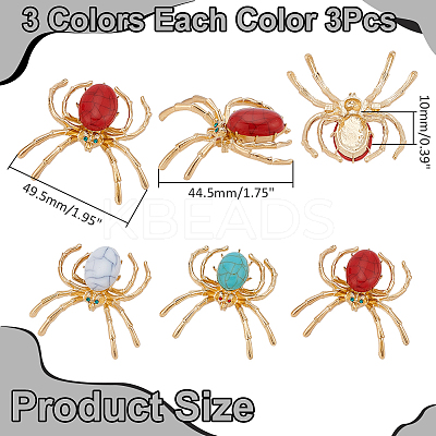 9Pcs 3 Colors Zinc Alloy Cabochons FIND-WR0012-78-1