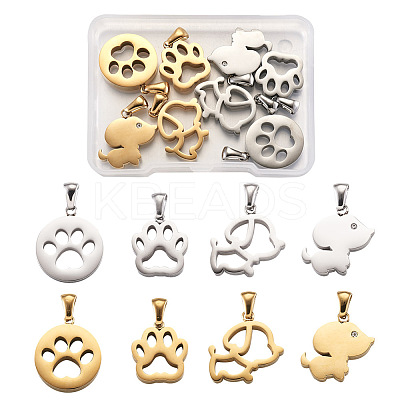 304 Stainless Steel Pendants STAS-FW0001-09-1