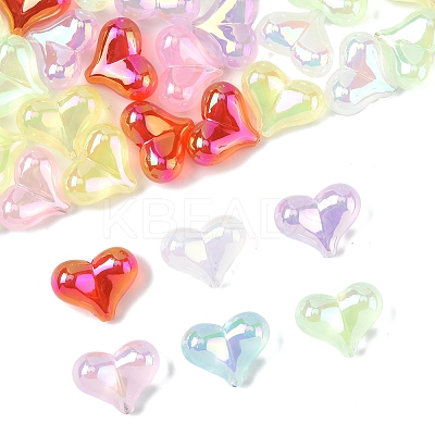 40Pcs UV Plating Rainbow Iridescent Transparent Acrylic Beads MACR-FS0002-19-1