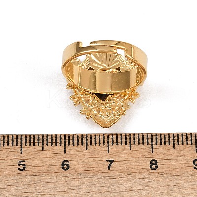 304 Stainless Steel Heart Adjustable Finger Rings for Women LS-RJEW-A074-07G-1
