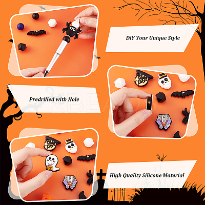 36Pcs 18 Styles Halloween Silicone Beads SIL-PH0001-28-1