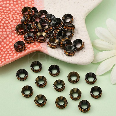 Brass Rhinestone Spacer Beads X-RB-A020-10mm-15AB-1