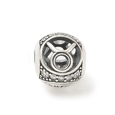 Brass Clear Cubic Zirconia European Beads LS-FIND-M049-01AS-07-1