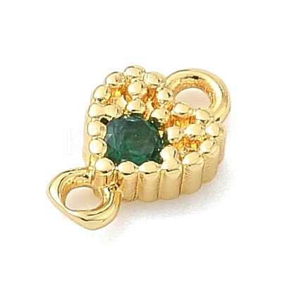 Brass Pave Cubic Zirconia Heart Connector Charms KK-G548-18G-05-1