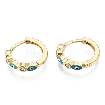 Brass Micro Pave Cubic Zirconia Huggie Hoop Earrings X-EJEW-T014-09G-02-NF-1