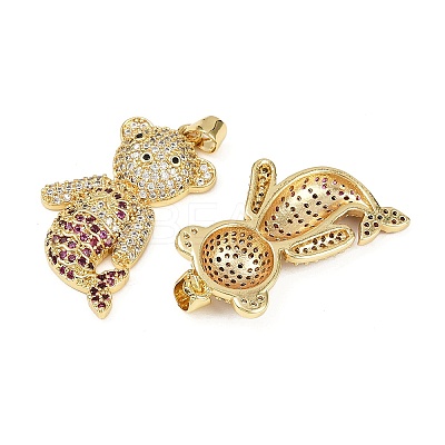 Brass Micro Pave Cubic Zirconia Pendants KK-S526-34G-1