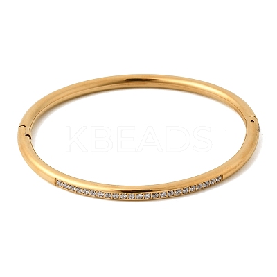 304 Stainless Steel Micro Pave Cubic Zirconia Hinged Bangles for Women BJEW-D408-30G-1