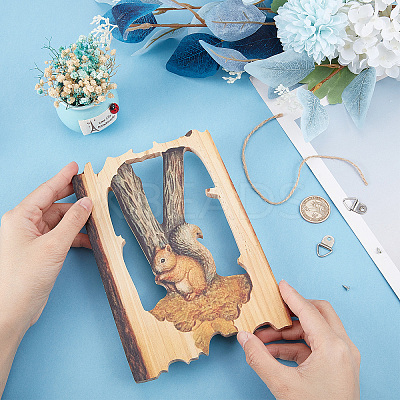 Wood Animal Hanging Ornaments HJEW-WH0053-08A-1