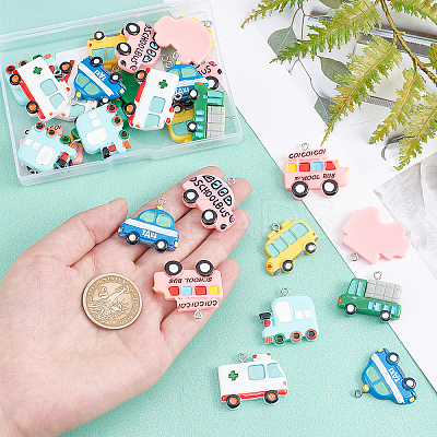28Pcs 7 Style Resin Pendants FIND-SC0002-80-1