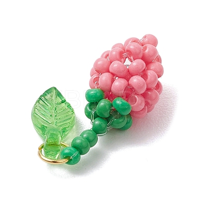 Glass Seed Beaded Rose Pendants PALLOY-MZ00627-05-1