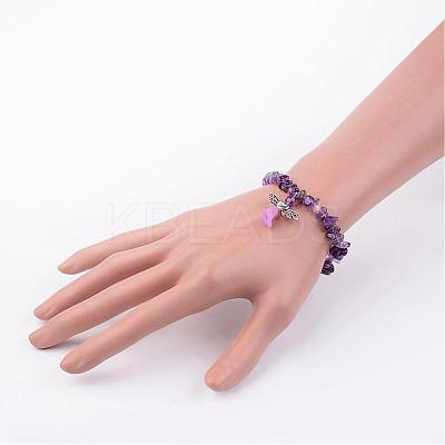 Natural Mixed Stone Stretch Bracelets BJEW-JB02527-1