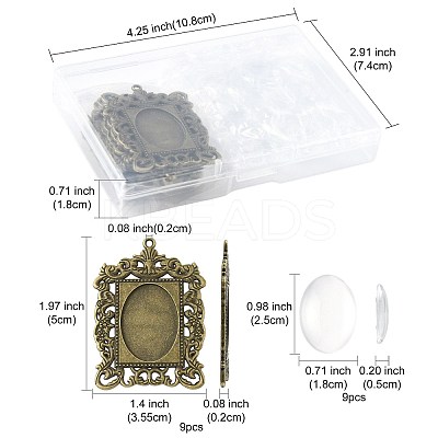 DIY Rectangle Pendant Making Kits DIY-FS0009-38-1