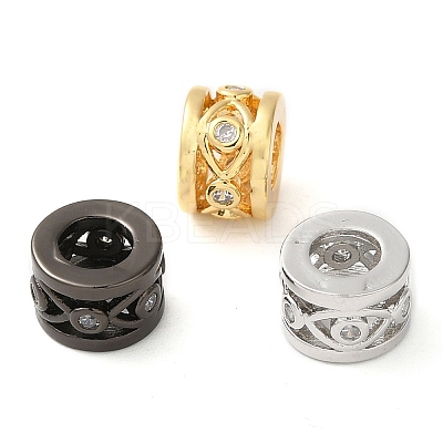 Rack Plating Brass Cubic Zirconia Hollow Column European Beads KK-Z033-25-1