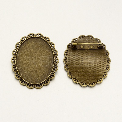 Vintage Alloy Brooch Cabochon Bezel Settings PALLOY-N0085-29AB-NF-1
