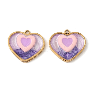 304 Stainless Steel Enamel Pendants STAS-U057-25G-1