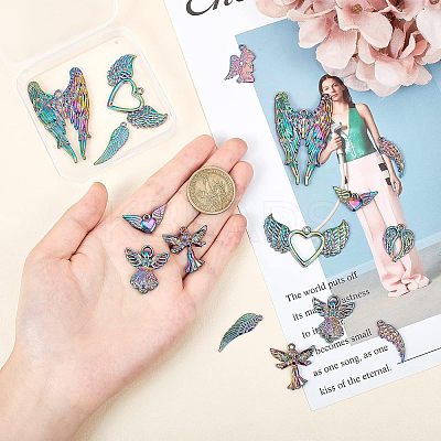 18Pcs 9 Style Rainbow Color Alloy Pendants FIND-FH0004-11-1