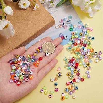 1000Pcs 10 Style Transparent Frosted Acrylic Beads OACR-SZ0001-13-1