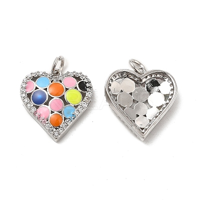 Brass Micro Pave Clear Cubic Zirconia Pendants KK-E068-VB122-1