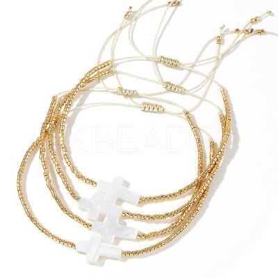 4Pcs Glass Seed Bead Braided Bead Bracelet Set CF1875-6-1