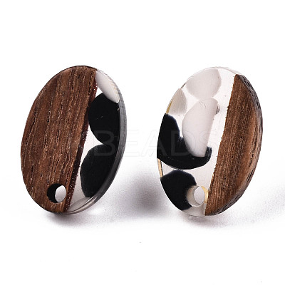 Resin & Walnut Wood Stud Earring Findings MAK-N032-004A-E01-1