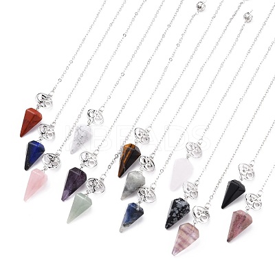 Natural & Synthetic Mixed Stone Hexagonal Pointed Dowsing Pendulums G-A024-B-1