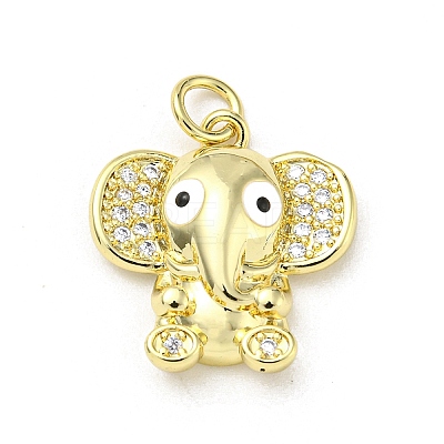 Brass Enamel with Cubic Zirconia Pendants FIND-Z023-15G-1