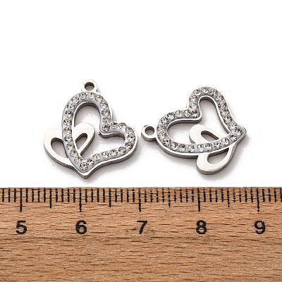 304 Stainless Steel Clay Rhinestone Pendants STAS-P406-17H-P-1