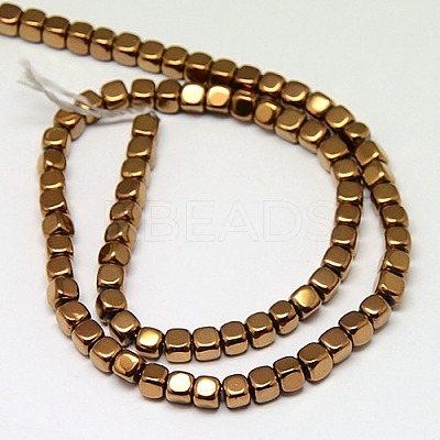 Electroplate Non-magnetic Synthetic Hematite Beads Strands G-J172-3x3mm-05-1
