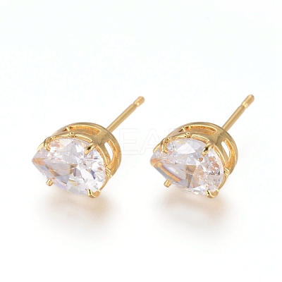 Brass Stud Earrings EJEW-L245-004G-1