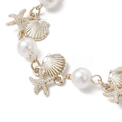 Alloy Shape Shell & Starfish Link Bracelets BJEW-JB11842-1