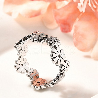 201 Stainless Steel Daisy Finger Ring for Women LS-RJEW-A053-01P-1