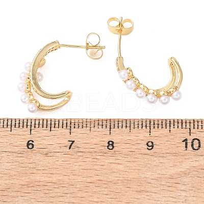 Brass Micro Pave Clear Cubic Zirconia C-Shaped Stud Earringss EJEW-A152-02G-1