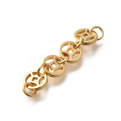 Brass 4 Coins Links Connector Charms KK-K378-68G-1