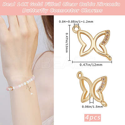 4Pcs Brass Pave Clear Cubic Zirconia Connector Charms KK-BBC0016-60-1