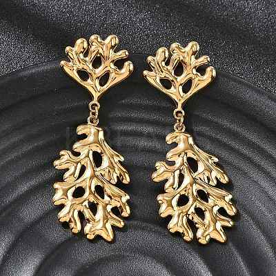 304 Stainless Steel Dangle Stud Earrings EJEW-K268-43C-G-1