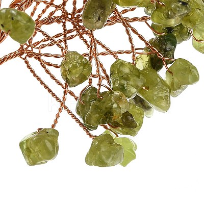 Natural Peridot Chips Tree of Life Decorations DJEW-C016-02I-1