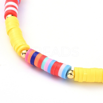 Handmade Polymer Clay Heishi Bead Stretch Bracelets X-BJEW-JB05078-02-1