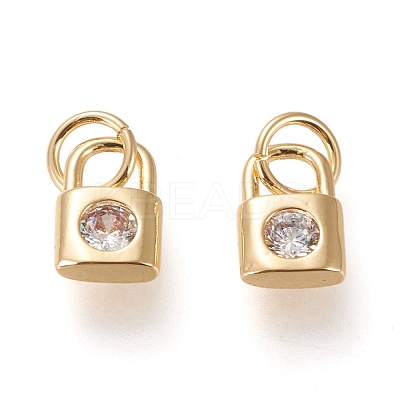 Brass Cubic Zirconia Charms ZIRC-L098-013G-1