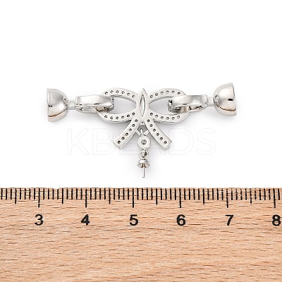 Brass Micro Pave Clear Cubic Zirconia Fold Over Clasps KK-P291-23P-1