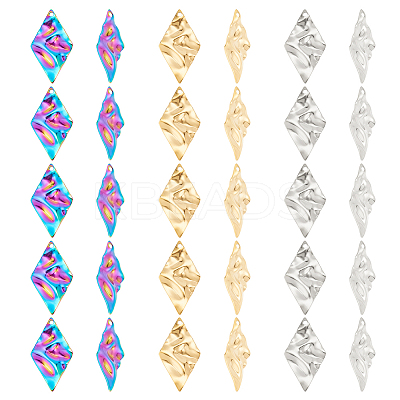 30Pcs 3 Colors 304 Stainless Steel Pendant STAS-DC0012-44-1