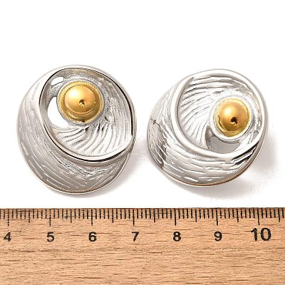 304 Stainless Steel Two Tone Stud Earrings EJEW-F355-02GP-01-1