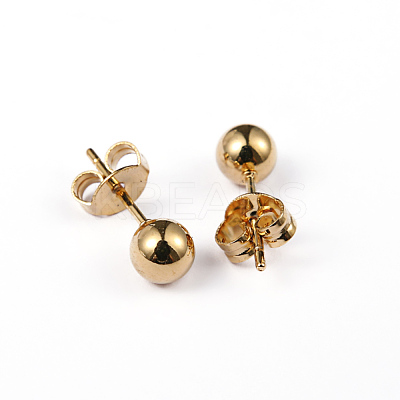 304 Stainless Steel Ball Stud Earrings EJEW-5558-5mm-G-1