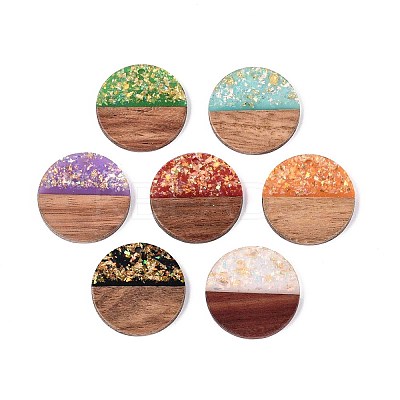 Opaque Resin and Walnut Wood Pendants RESI-T060-12B-1