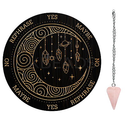 AHADEMAKER 1Pc Cone/Spike/Pendulum Natural Rose Quartz Stone Pendants DIY-GA0004-59F-1