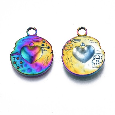 Rack Plating Rainbow Color 304 Stainless Steel Pendant Rhinestone Settings STAS-N098-033-1