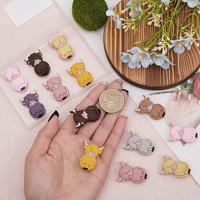 16Pcs 8 Colors Food Grade Eco-Friendly Silicone Focal Beads SIL-CA0002-13-1