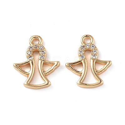 Brass Micro Pave Clear Cubic Zirconia Charms KK-E068-VF260-1