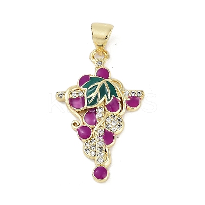 Rack Plating Brass Micro Pave Cubic Zirconia Pendants KK-H509-11G-1